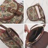 KYLETHOMASW  -  Shoulder Handbag Literary Saddle Bag Retro Flower Cotton Linen Canvas Tote Female Small Crossbody Bags