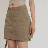 KYLETHOMASW  -  Women's High Waist Cargo A-Line Mini Skirt with Drawstring Casual Slim Skirt