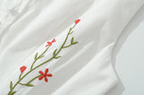KYLETHOMASW  -  Sexy White Embroidery Floral Low Waist Mini Tank Dress Women Open Buttons Neck Bodycon Sleeveless Ruched Hem Swing Party Robe