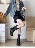KYLETHOMASW  -  Autumn Vintage Thick Bottom Woman Knight Boot Fashion Belt Buckle Ladies Concise Slip On Short Booties