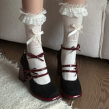 KYLETHOMASW  -  Designer Luxury Spring Thick Heel Women Mary Jane Shoes Butterfly-knot Buckle Strap Shoes Ladies Elegant Dancing Party Pumps