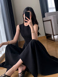 Kylethomasw Summer New Black Sleeveless A-line Vest Dress Women Streetwear Sweet Sexy Long Dresses Woman Party Club Dress Fashion Vestido