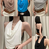 KYLETHOMASW  -  Sexy Knitted Backless Vest Women's Summer Design Unique Knot Exposure Back Outerwear Cotton Polyester Blend Breathable