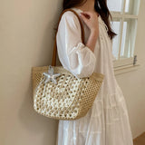KYLETHOMASW  -  Vintage Crochet Woven Straw Shoulder Bag Women Large Capacity Beach Tote Bags New Trend Summer Handbags and Purses