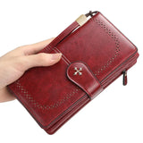 KIylethomasw Large Capacity Women Dropshipping Bank Cash Hollow Out Long Wallets Fashion Top Quality PU Leather Card Holder Wallet ID Woman