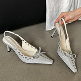 KYLETHOMASW  -  High Heels Designer Sandals Women Summer 2024 Pointed Toe Pumps Women Lace Up Bow Fashion Low Heel Slingback Sandals Female