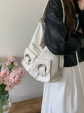 KIylethomasw Vintage Grunge Y2k Handbags Women Hot Girls Pockets PU Leather White Backpacks Ladies Harajuku Aesthetic Crossbody Bags
