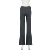 KYLETHOMASW  -  Retro Commuter Suit Flared Pants Two Button Design Low Waist Slim Fit Women's Pants Elegant Comfortable Pants Female Clothing