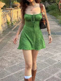 KYLETHOMASW  -  Women's Modest One Piece Swimsuit Pure Sweet Ruched Bathing Suit with Tummy Control Green Mini Dress Holiday Summer Beach