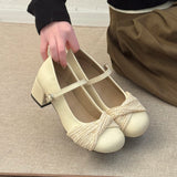 KYLETHOMASW  -  New Spring Thick Heel Women Mary Jane Shoes Concise Shallow Belt Buckle Shoes Ladies Lolita Style Elegant Dress Party Pumps