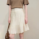KYLETHOMASW  -  Women High Waist Pleated A Line Mini Skirt Slim Petite Casual College Style Summer Bottoms S 3XL