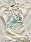 KYLETHOMASW  -  American Retro Sweet Printed T-shirt Women Summer Vintage Slim Patchwork Fake Two-piece Tops New Design Fashion Y2k Clothes