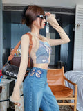 KYLETHOMASW  -  Cutout Butterfly Embroidered Jeans Woman Vintage High Waist Baggy Straight Denim Pants Fashion Street Sexy Denim Trouser