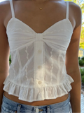 KYLETHOMASW  -  Sexy Lace See Through Crop Vest V Neck Single Breasted Halter Shirt Solid Casual Tank Top New Lady Spring Summer Tops