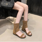 KYLETHOMASW  -  Spring Autumn Open Toe Internal Elevation Women Sandals Boots Ladies Casual Hollow Out Ankle Booties