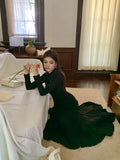 KYLETHOMASW  -  Autumn New Korean High Street Half-high Neck Dress Women Fitted Inner Wear Base Layer A-line Mermaid Long Dress Office Lady