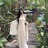 KYLETHOMASW  -  Summer French Vacation Bohemian Chic Dress Women's Lace Tulle Slim Tube Top Dress Backless Sexy Fairy-style Formal Gown Fashion