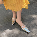 KYLETHOMASW  -  Spring Summer Fashion Elegant Women Sandals Party Genuine Leather Thin Heels Mules Slippers Narrow Band Shoes Woman