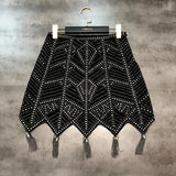 Kylethomasw Fashion  New Black Diamonds Tassel Skirt Arrivals Patten Hot Drill Chain Fringed Women Y2k Accessories A-LINE High Street