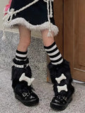 KYLETHOMASW  -  3 Pieces Sets Faux Fur Leg Warmers Boot Covers Goth Japanese Kawaii Legs Punk Jk Knee-length Hiphop Y2K Fashion Long Socks