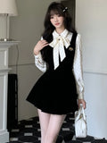 KYLETHOMASW  -  Autumn Spring 2025 New Elegant Patchwork Mini Dress Women Long Sleeve Chic Female New Clothes