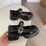 KYLETHOMASW  -  Women's Patent Leather Mary Jane Platform Shoes, Butterfly Buckle Strap, Comfortable Casual Footwear for JK School Wear