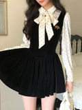 KYLETHOMASW  -  Autumn Spring 2025 New Elegant Patchwork Mini Dress Women Long Sleeve Chic Female New Clothes