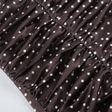 KYLETHOMASW  -  American style light mature V-neck lace up pleated slim fit shoulder T-shirt new polka dot short sleeved top