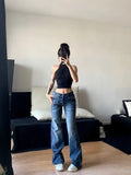 Kylethomasw -  Women Korean Fashion Vintage Classical Chic Jeans Straight Leg Simple Jeans Grunge Harajuku Blue Denim Pants Y2k Tide Aesthetic