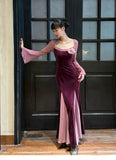 KYLETHOMASW  -  French Design Sense Niche High Sense Temperament Socialite Autumn and Winter Lace Splicing Velvet Temperament Dress Fairy Skirt