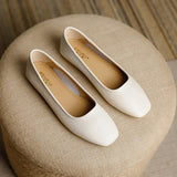 KYLETHOMASW  -  solid color soft bottom flats women square toe cozy working shoes female shallow mouth slip on loafers women mocasines size 43