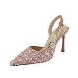 KYLETHOMASW  -  Pointed-toe Stiletto Heels Women's Sequins Cloth Spring and Summer New Straight Buckle Banquet Shoes Single Shoes