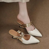 KYLETHOMASW  -  Absolutely Beautiful Slip-on Pointed Toe Sandals for Women, Outdoor Half-slippers, Summer French-style High-heeled Sandals
