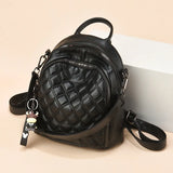 KYLETHOMASW  -  Women's Large Capacity Fashionable Diamond Pattern Street Style Backpack Handbag Soft PU Material Zipper Closure Daily Use