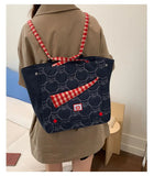 KYLETHOMASW  -  Contrast Plaid Bags for Woman Underarm Shoulder Bag Apple Pattern Bolsos mujer Tote Sac Femme Commuter Bolsas Youth Bolsa