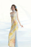 KYLETHOMASW  -  Irregular Lace Patchwork Design Stunning Printed Camisole Dress Summer French Style Sweet Slimmin Long Dress for Women