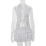 KYLETHOMASW  -  Summer Women's New Fashion Spice Girls Sexy Halter Neck Cardigan Top Cake Skirt Set