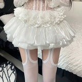 KYLETHOMASW  -  Kawaii White Mini Skirt Women Kawaii Cutecore Ruffles Bud Skirts Summer Fashion Streetwear Korean Casual Ball Gown Faldas