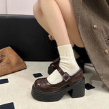 KYLETHOMASW  -  New Spring Vintage Platform Thick Bottom Women Mary Jane Shoes Shallow Round Toe Shoes Elegant Party Leather Shoes