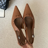 KYLETHOMASW  -  New Fashion Butterfly-knot Buckle Strap Woman Pumps Elegant Slingbacks Thin Low Heels Wedding Party Shoes
