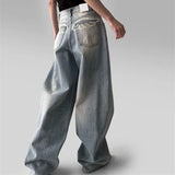 KYLETHOMASW  -  Wing Print Pattern Women's Denim Pants Vintage Style  Denim Pants High Elastic Spice Girls Trousers Casual Style Pants