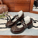KYLETHOMASW  -  Women's Dresses Mary Jane Shoes Elegant Fashion Ladies Causal Uniform Performance Shoes Lolita Bowknot Woman Low-heeled Shoes