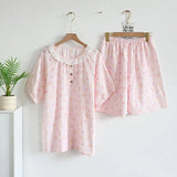 KYLETHOMASW  -  Cotton double-layer gauze lace princess pajamas women's summer new short-sleeved trousers shorts ins loungewear cover