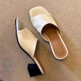 KYLETHOMASW  -  Elegant Women's Sandals High Heels Slippers Summer Woman Shoes 2025 Brand Chunky Dress Open Toe Shoes Fashion Flip Flops Slides