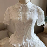 KYLETHOMASW  -  Japanese Lolita Court Style Women Tops Subcultural Bow Lace Shirts Female Y2k Cute Casual Korean Fashion Blouses Woman Clothes