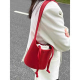KYLETHOMASW  -  Niche Literature Simple Drawstring Shoulder Bags 2025 New Fashion Korean Leisure Bag Women Portable Commuter Handbag