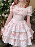 KYLETHOMASW  -  Japanese Sweet Kawaii Lolita Elegant Dress Women Bow Design Vintage Birthday Dress Female Fairy Chic Korean Popular Clothes