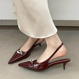 KYLETHOMASW  -  Crystal Diamond Pointed Toe Women Pumps Sexy Thin Low Heels Wedding Party Dress Sandals Shoes Zapatos De Mujer