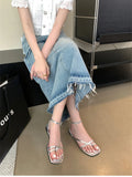 KYLETHOMASW  -  Summer Gladiator Women Sandals Fashion Elegant Narrow Band Clip Toe Shoes Ladies Comfort Flats Beach Sandalias