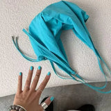 KYLETHOMASW  -  Blue Harajuku Fashion Tote Bag Women Pleated Large Capacity Hobo Shoulder Bags Ladies Commute Everyday Versatile Crossbody Bag